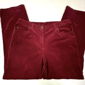Ruby's Rd Womens 10 Petite Red‎ Corduroy Pants Straight Staple Autumn MOD EUC